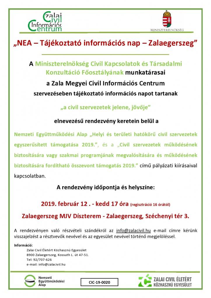 NEA tájékoztató - 2019.02.12 - Zalaegerszeg